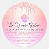 Cupcake bakkerij roze glitter Rainbow Ombre Legal Ronde Sticker (Voorkant)