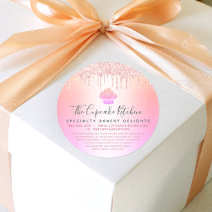 Cupcake bakkerij roze glitter Rainbow Ombre Legal Ronde Sticker