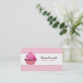 Cupcake bakkerij roze legant modern visitekaartje (Staand voorkant)