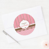Cupcake bakkerij roze poladots ronde sticker (Envelop)