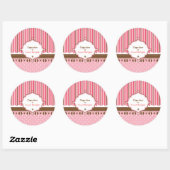 Cupcake bakkerij roze poladots ronde sticker (Vel)
