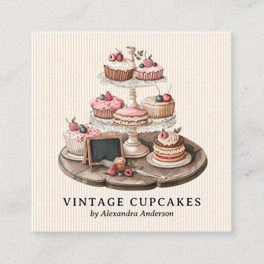 Cupcake Bakkerij Vierkante Visitekaartje (Voorkant)