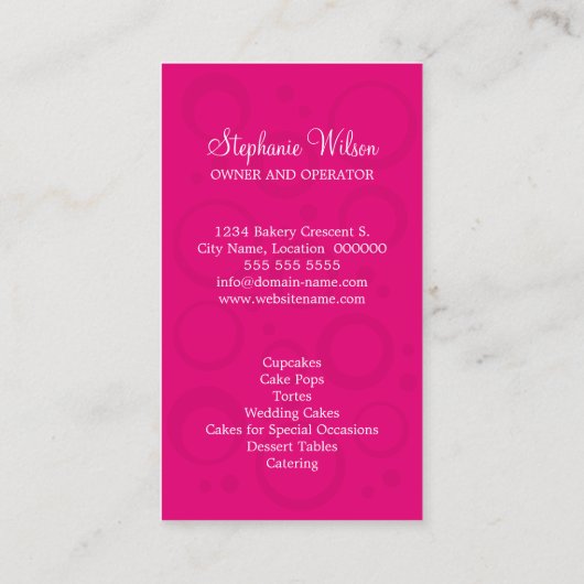 Cupcake bakkerij visitekaartje (Achterkant)