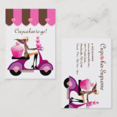 Cupcake bakkerij Visitekaartje scooter Girl Pink (Voorkant / Achterkant)