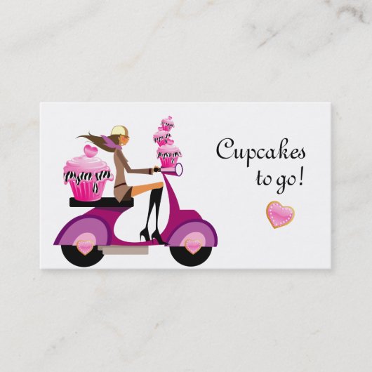 Cupcake bakkerij Visitekaartje scooter Zebra (Voorkant)