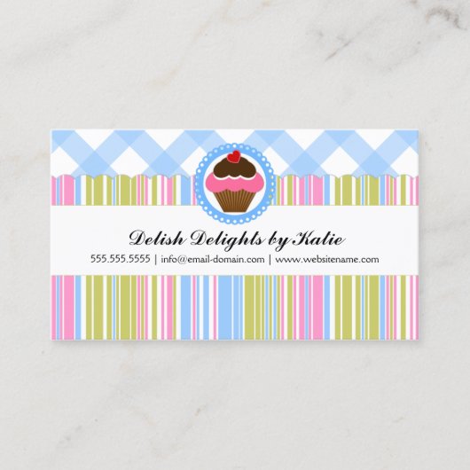 Cupcake bakkerijkleurig visitekaartje (Voorkant)