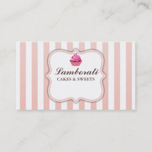 Cupcake bakkerijroze stripes visitekaartje