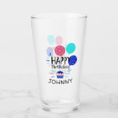 Cupcake & Balloons Happy Birthday-tekst - Glas (Achterkant)
