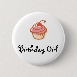 cupcake, Birthday Girl - Gepersonaliseerd Ronde Button 5,7 Cm