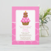 Cupcake Birthday Invitation 5th Birthday Pink Kaart (Staand voorkant)