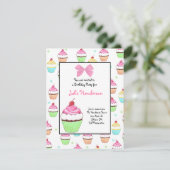 Cupcake Birthday Invitation Kaart (Staand voorkant)