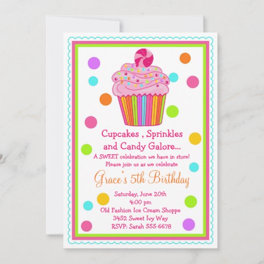 Cupcake Birthday Invitation Kaart (Voorkant)