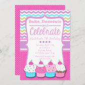 Cupcake Birthday Invitation Kaart (Voorkant / Achterkant)