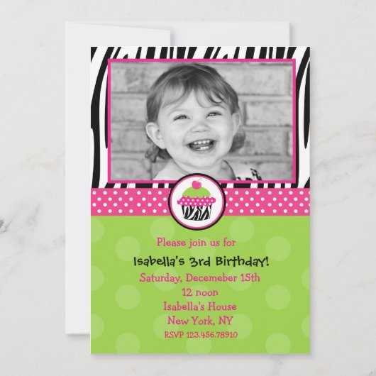 Cupcake Birthday Invitations avec photo (Devant)