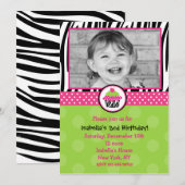 Cupcake Birthday Invitations avec photo (Devant / Derrière)