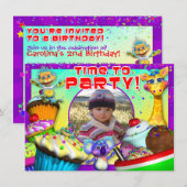 Cupcake Birthday Invite met "The GiggleBellies" Kaart (Voorkant / Achterkant)