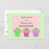 Cupcake Birthday Party Invitation Kaart (Voorkant / Achterkant)