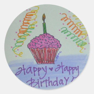 Cupcake Birthday Ronde Sticker