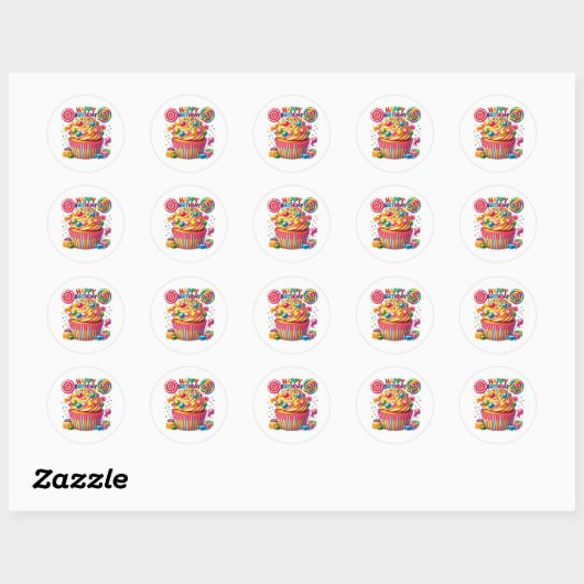 Cupcake Birthday Stickers (Feuille)