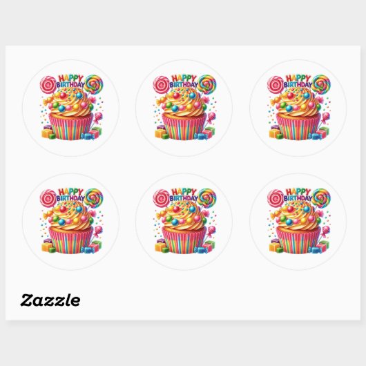 Cupcake Birthday Stickers (Feuille)