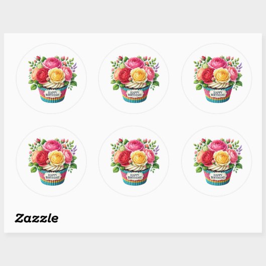 Cupcake Birthday Stickers (Feuille)