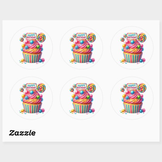 Cupcake Birthday Stickers (Feuille)