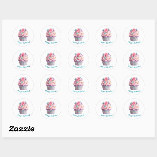 Cupcake Birthday Stickers (Feuille)