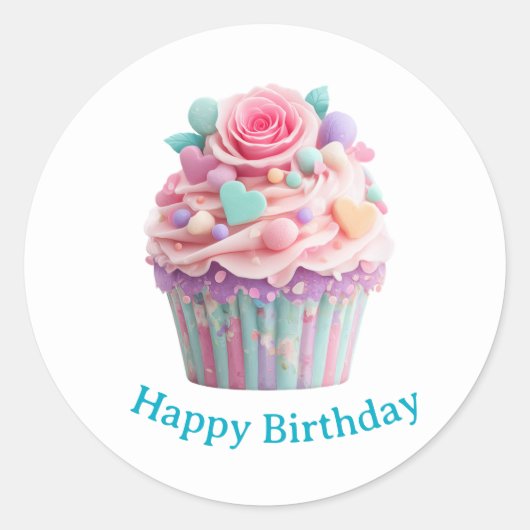 Cupcake Birthday Stickers (Voorkant)
