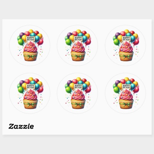 Cupcake Birthday Stickers (Vel)