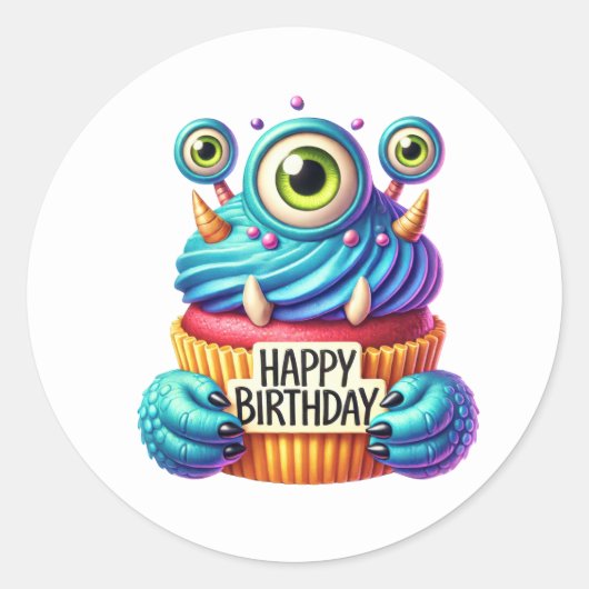 Cupcake Birthday Stickers (Voorkant)