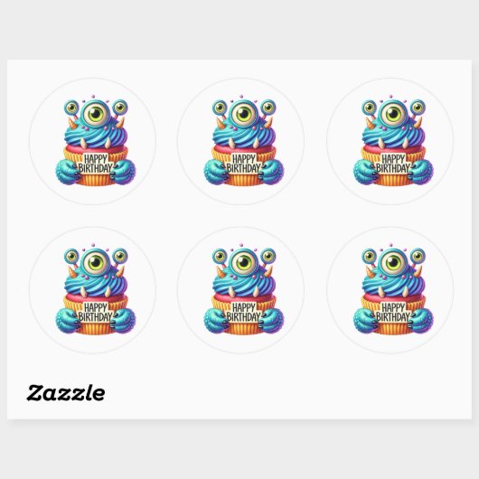 Cupcake Birthday Stickers (Feuille)