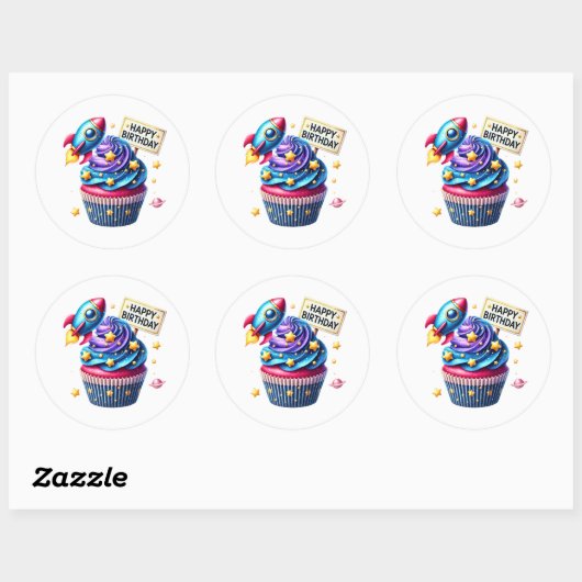 Cupcake Birthday Stickers (Feuille)