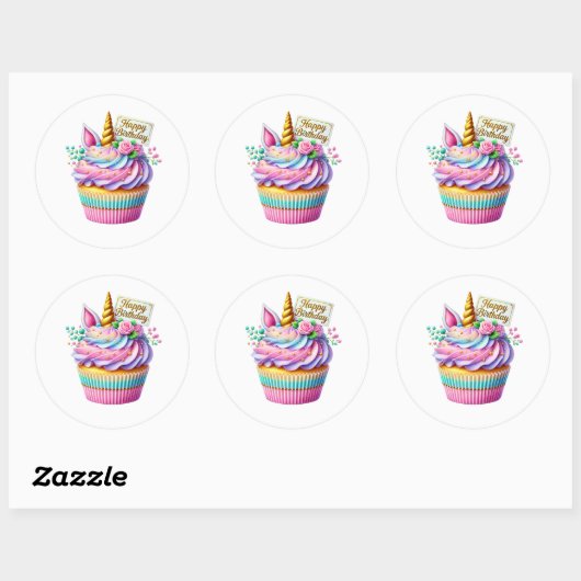 Cupcake Birthday Stickers (Feuille)