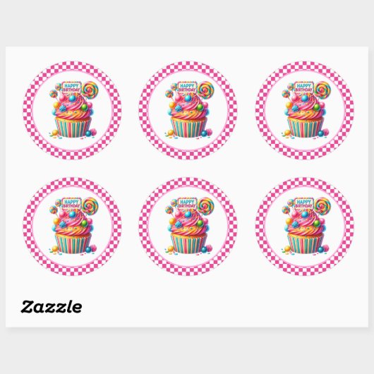 Cupcake Birthday Stickers (Feuille)