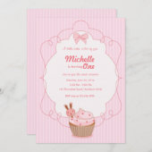 Cupcake Birthday Uitnodiging/Cupcake Uitnodiging (Voorkant / Achterkant)