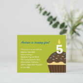 Cupcake Birthday Uitnodiging - Limoen (Staand voorkant)