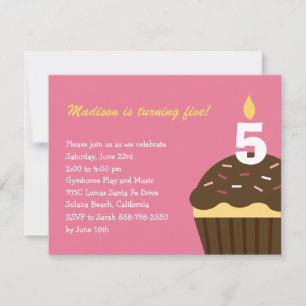Cupcake Birthday Uitnodiging - Roze