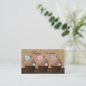 Cupcake Bloemroze blauw Paars Visitekaartje (Staand voorkant)