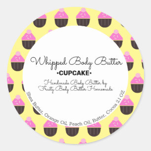 Cupcake Boter Bad Merkverpakking Ronde Sticker
