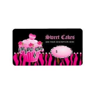 Cupcake boulangerie prix étiquette tigre rose rose