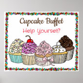 Cupcake Buffet| Weddenschap of Baby shower Poster (Voorkant)