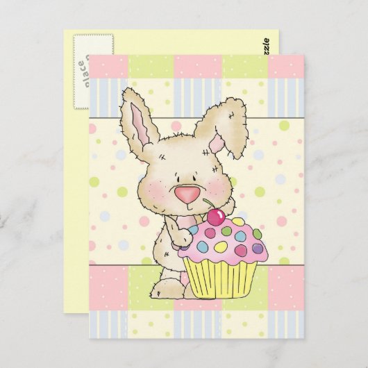 Cupcake Bunny briefkaart (Voorkant / Achterkant)