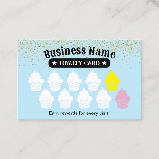 Cupcake Cake Bakery Light Blue Customer Loyalty (Voorkant)