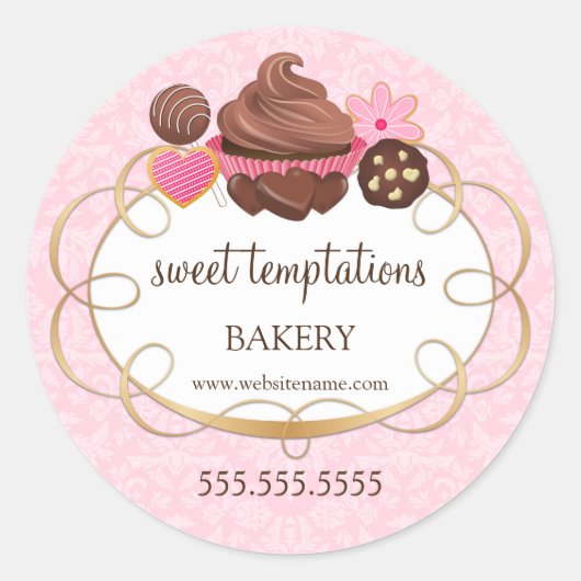 Cupcake Cake Poppen Cookie Bakery Packaging Ronde Sticker (Voorkant)
