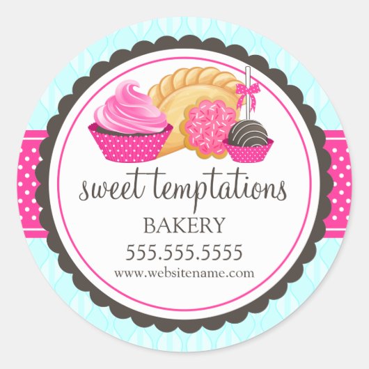 Cupcake Cake Poppen Cookie Turnover Bakkerij Box S Ronde Sticker (Voorkant)