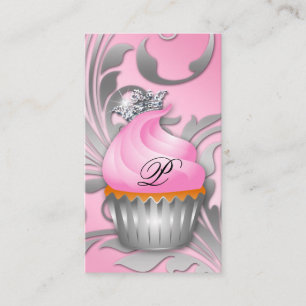 Cupcake Carte de visite Couronne Classé Argent Ro