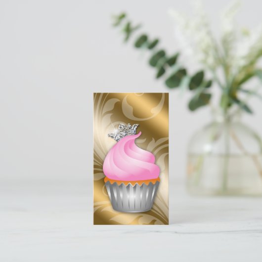 Cupcake Carte de visite Couronne Classy Or Bronze (Debout devant)