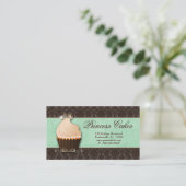 Cupcake Carte de visite Couronne Mint Brown Damask (Debout devant)
