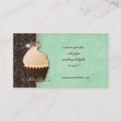 Cupcake Carte de visite Couronne Mint Brown Damask (Dos)