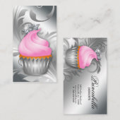 Cupcake Carte de visite Crown Classy Argent Rose 2 (Devant / Derrière)
